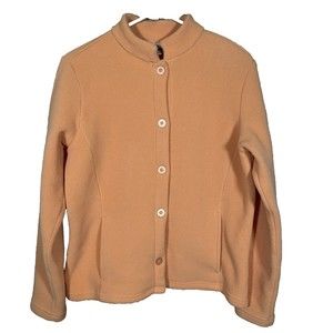 Vintage LL Bean Orange Button Down Shacket Jacket Fleece Collared Women's M